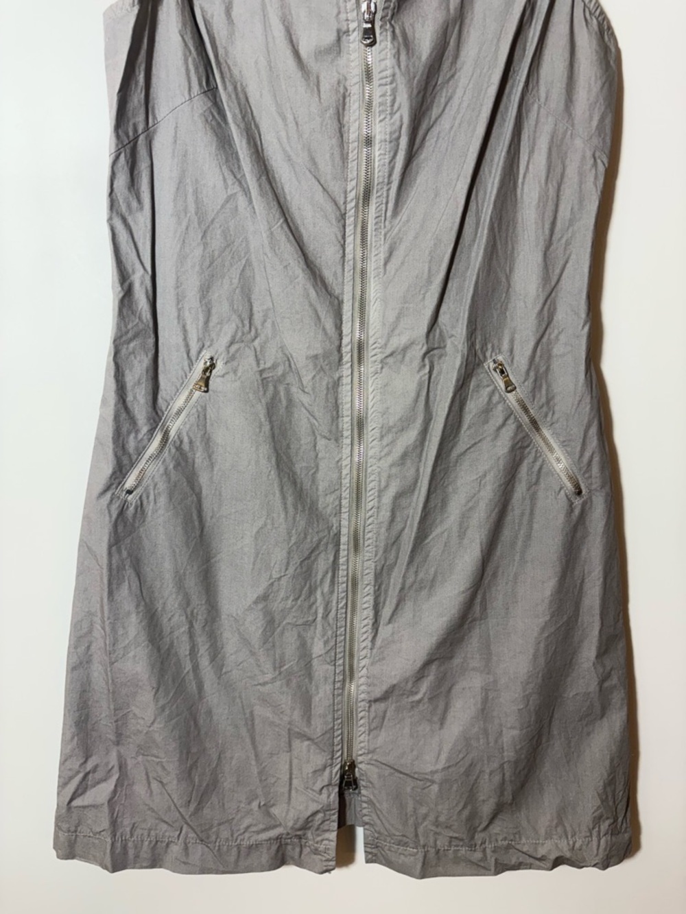 Inizio Onz Italy Zip Up Sleeveless Mini Dress Sz M Gray Lagenlook - Picture 4 of 7